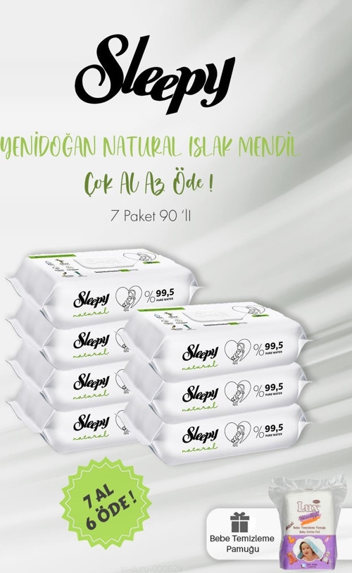 Natural Yenidoğan Islak Mendili 90 Adet ve Bebek Pamuğu