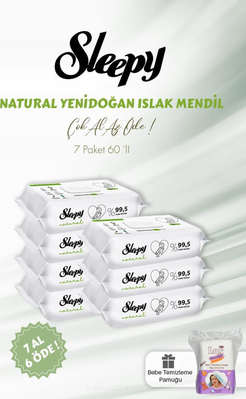 Natural Yenidoğan Islak Bebek Havlusu 60'lı ve Bebe Pamuğu