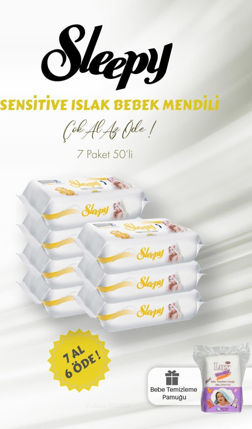 Sensitive Islak Mendil 50 Yaprak ve Bebek Temizleme Pamuğu