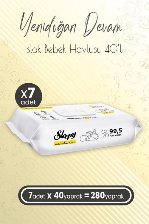 Yenidoğan Devam Islak Bebek Bakım Havlusu 40'lı x 7 (280 Yaprak)