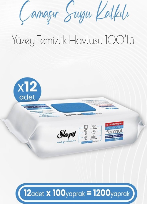 Easy Clean Çamaşır Suyu Katkılı Yüzey Temizlik Havlusu 100 x 12 Adet (1200 Yaprak)