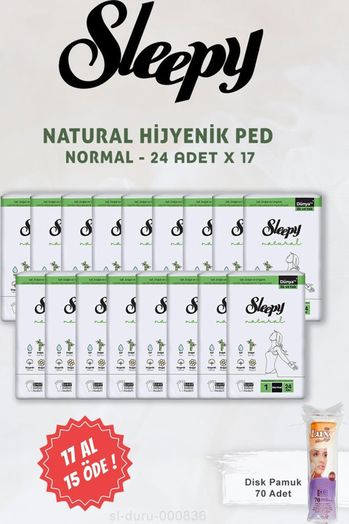 Natural 24 Adet Normal Hassas Hijyenik Ped ve Disk Pamuk