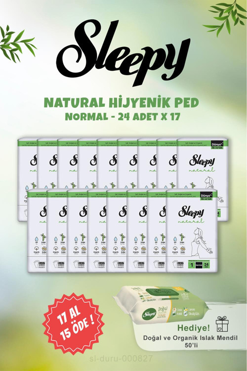 Natural Hijyenik Ped Normal 24 Adet ve Doğal Islak Mendil 50 li