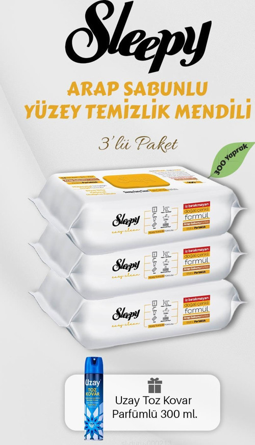 300 Adet Arap Sabunlu Yüzey Havlusu Toz Kovar Hediyeli