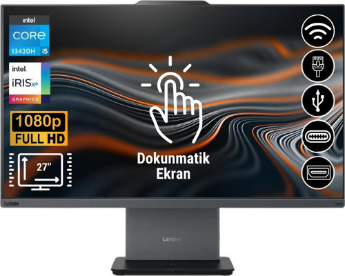 Thinkcentre Neo 50A i5-13420H 40GB 256GB M.2 SSD 12SA0014TR ATL12 27" Dokunmatik Ekran Fdos All In One Bilgisayar