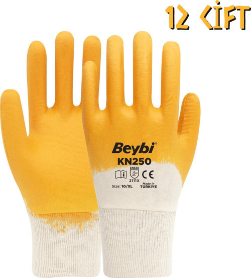 Pamuk-Nitril 3/4 Kaplama İş Eldiveni KN250 No: 10 - 12 Çift