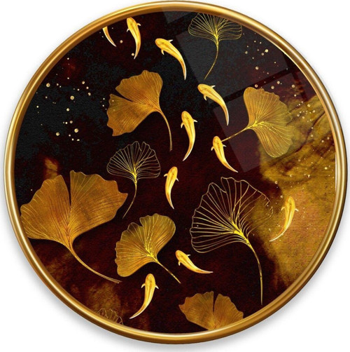 Gold Tema Yuvarlak Cam Tablo | Hediyelik, Dekoratif, Ofis, Mutfak