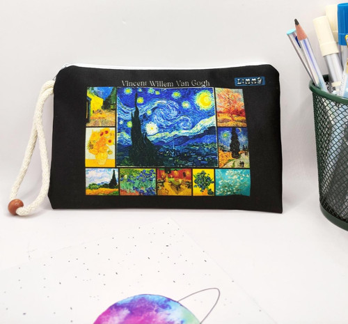 Vincent Willem van Gogh Eserleri Desenli Kalem Kutusu Yıkanabilir Bez Kalemlik