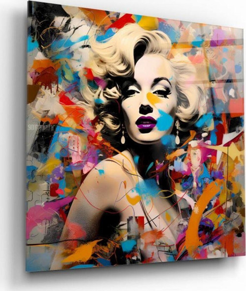 Marilyn Monroe Portresi Cam Tablo | Hediyelik, Dekoratif, Ofis, Mutfak