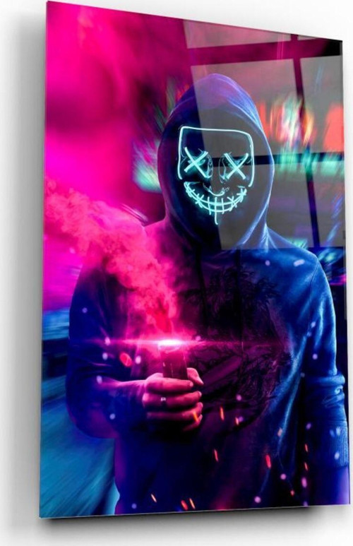 Neon Maske Cam Tablo | Hediyelik, Dekoratif, Ofis, Mutfak