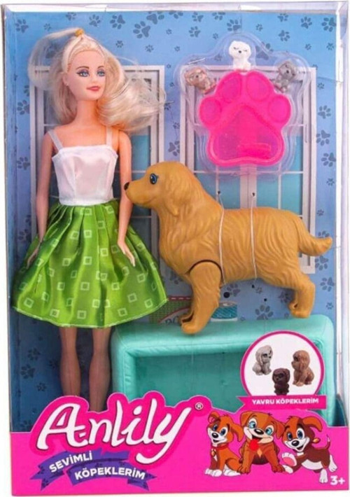 Anlily Oyuncak Bebek Ve Anne Köpeği 3 Yavrusu