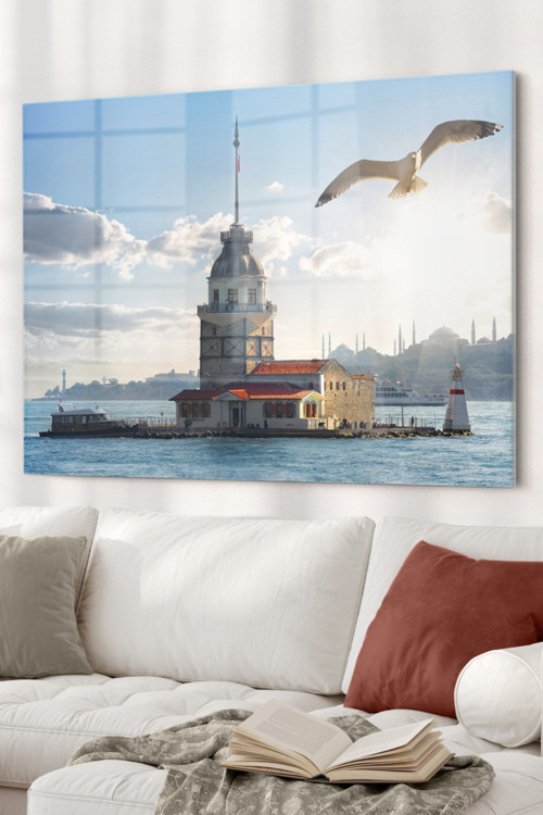 Kız Kulesi | Şehir Temalı Cam Tablo | Uv Baskı | Temperli | Hediyelik, Dekoratif, Ofis, Mutfak
