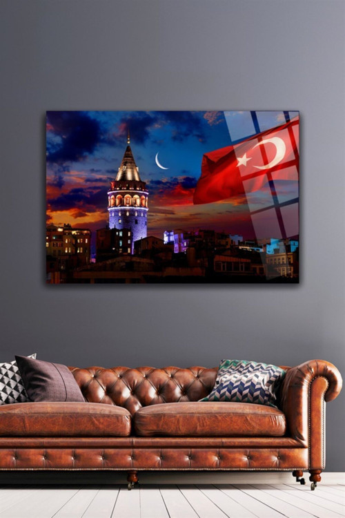 Istanbul Galata Cam Tablo | Hediyelik, Dekoratif, Ofis, Mutfak