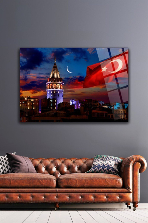 Istanbul Galata Cam Tablo | Hediyelik, Dekoratif, Ofis, Mutfak