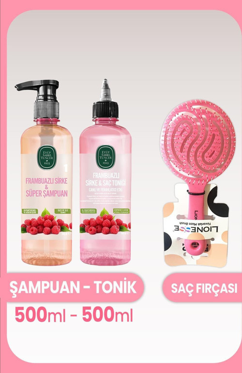 Frambuazlı Sirke & Süper Şampuan, Tonik ve Saç Fırçası