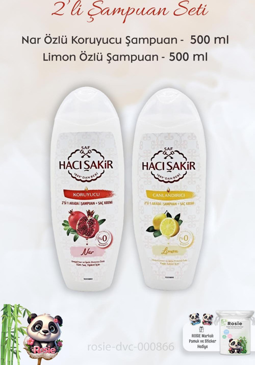 Nar 2si 1 Arada Şampuan 500 ml, Limonlu Şampuan 500 ml ve ROSIE