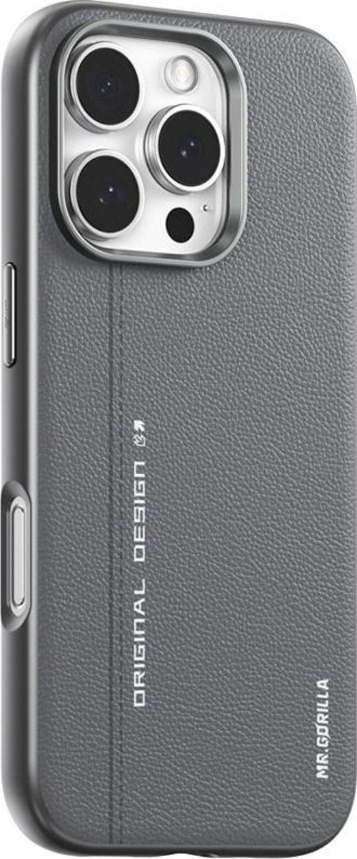 iPhone 16 Plus Uyumlu Gri Premium Leather Magsafe Deri Telefon Kılıfı
