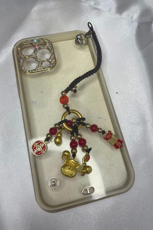 Telefon Kılıf Süsü Feng Shui Kabak Bereket Şans Mutluluk Ejderha Çin Paralı Feng Sui Pagoda Anahtarl
