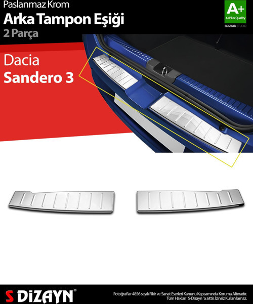 Dacia Sandero 3 Krom Arka Tampon Eşiği 2 Prç 2020 Üzeri