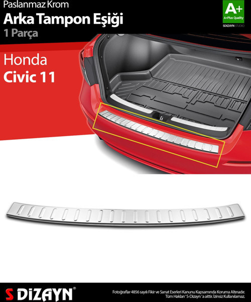 Honda Civic 11 Krom Arka Tampon Eşiği 2021 Üzeri
