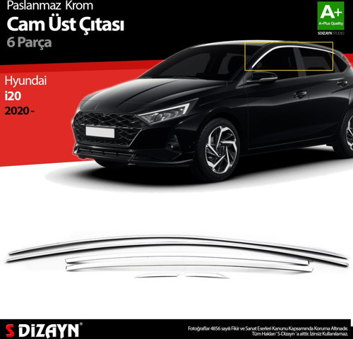 Hyundai i20 Krom Cam Üst Çıtası 6 Prç. 2020 Üzeri