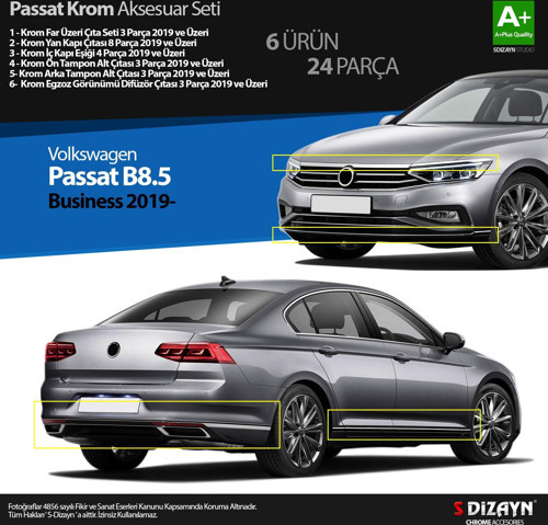 VW Passat B8.5 Business Krom Aksesuar Seti 24 Parça A+Kalite