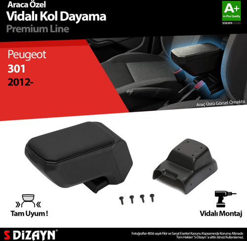 Peugeot 301 ABS Vidalı Kol Dayama Kolçak Siyah 2012 Üzeri A+Kalite