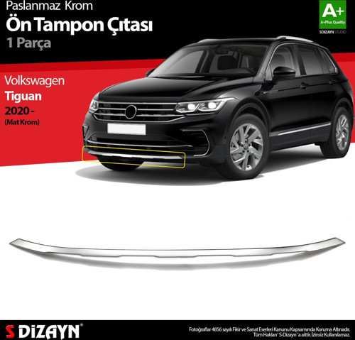 VW Tiguan Krom Ön Tampon Çıtası 2020-2024 (Mat Krom)
