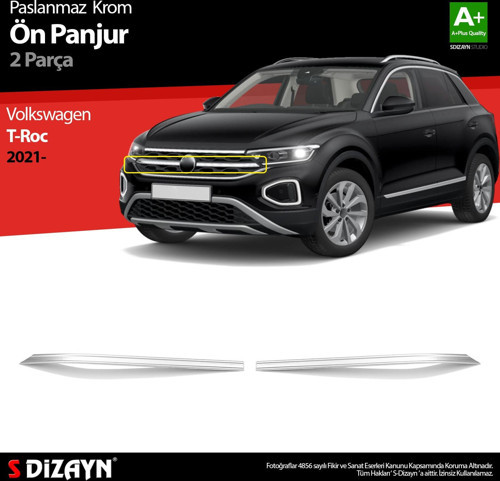 VW T-Roc Makyajlı Krom Ön Panjur 2 Prç. 2021 Üzeri