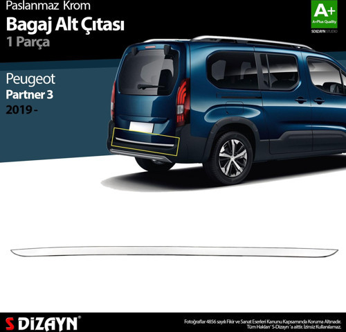 Peugeot Partner 3 Krom Bagaj Alt Çıtası 2019 Üzeri