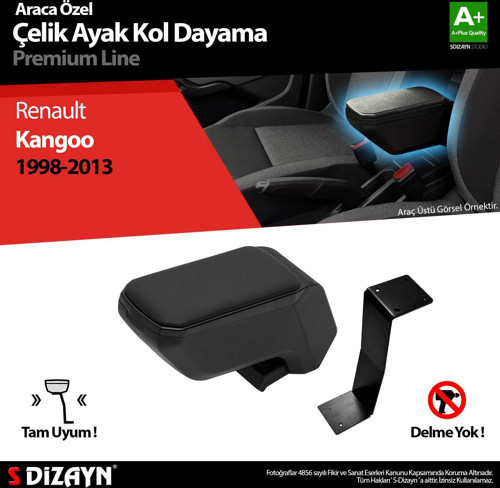 Renault Kangoo Kol Dayama Kolçak Çelik Ayaklı ABS Siyah 1998-2013 A+Kalite