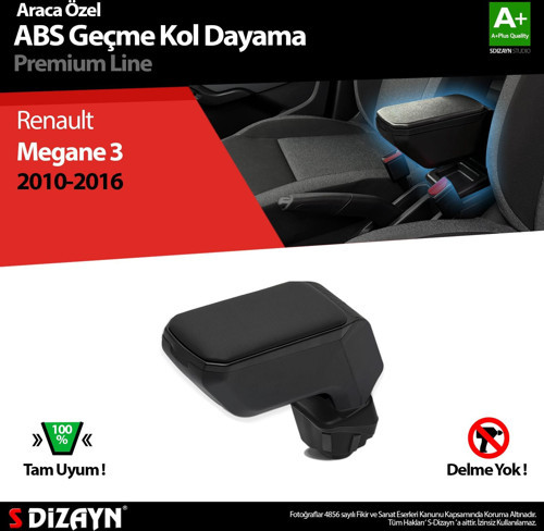 Renault Megane 3 Kol Dayama Kolçak Geçmeli ABS Siyah 2010-2016 A+Kalite