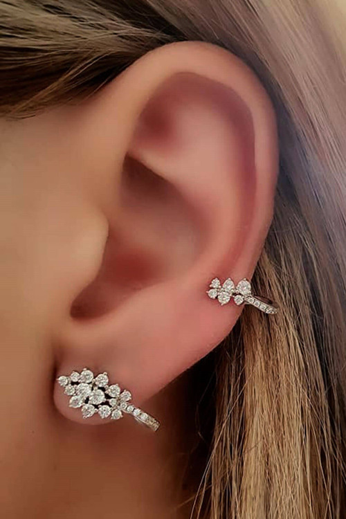 Pırlanta Işıltısında Zirkon Taşlı Gümüş Earcuff Tek Kupe