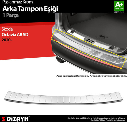 Skoda Octavia 4 A8 Sedan Krom Arka Tampon Eşiği 2020 Üzeri