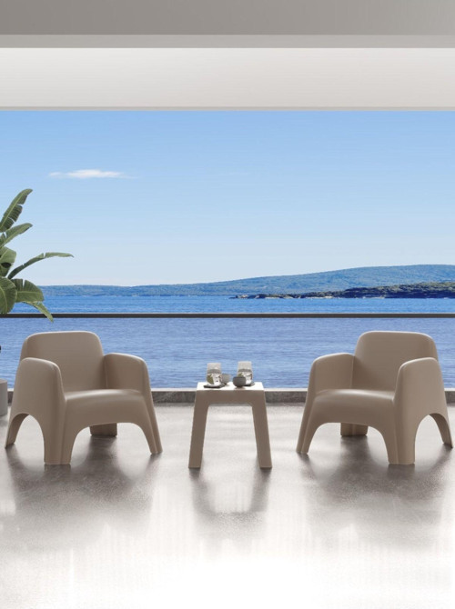 Şile Pratik Bahçe, Balkon, Teras Oturma Takımı 1-1-Sehpa Bahçe Takımı, Bahçe Mobilyası / Cappucino