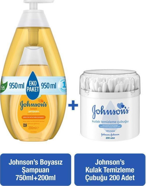 Johnson’s Bebek Şampuanı 750+200 ml + Kulak Temizleme Çubuğu 200 ‘lü