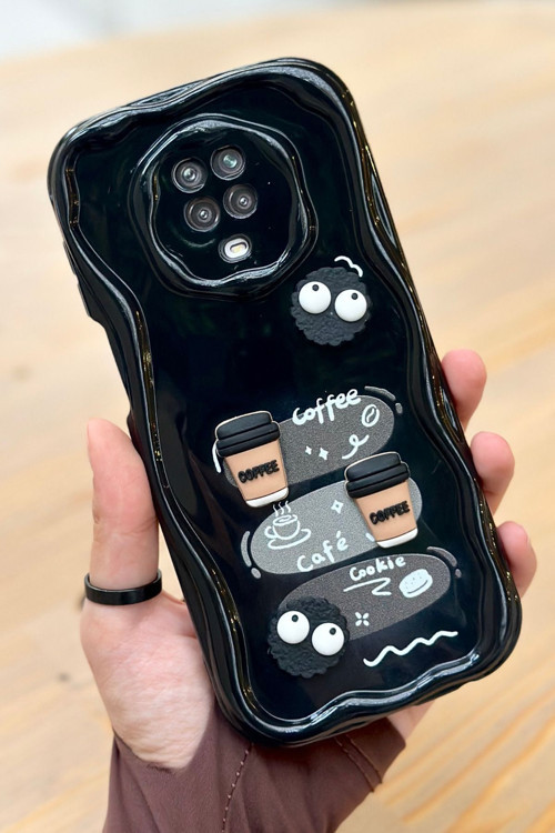 Redmi Note 9 Pro / 9s Kahve Kurabiye Desenli 3 Boyutlu Şirin Parlak Tasarım Cookie Kılıf