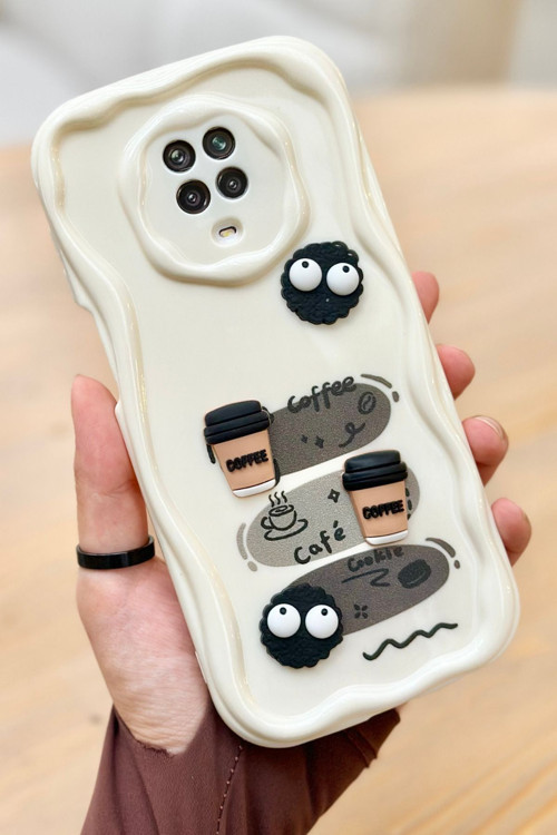Redmi Note 9 Pro / 9s Kahve Kurabiye Desenli 3 Boyutlu Şirin Parlak Tasarım Cookie Kılıf