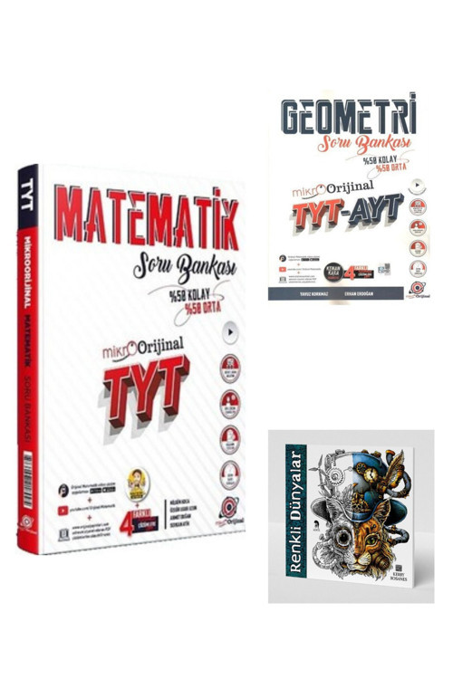 Orijinal Yayınları 2024- TYT MİKRO Matematik-Geometri Soru Bankası 2'li Set (Renkli Dünyalar Hediyeli)