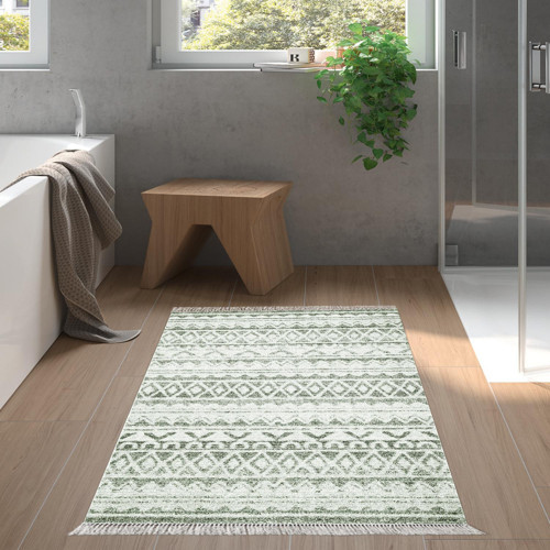 Kaymaz Taban Djt Banyo Halısı Yıldız Deri Saçaklı İskandinav F5078