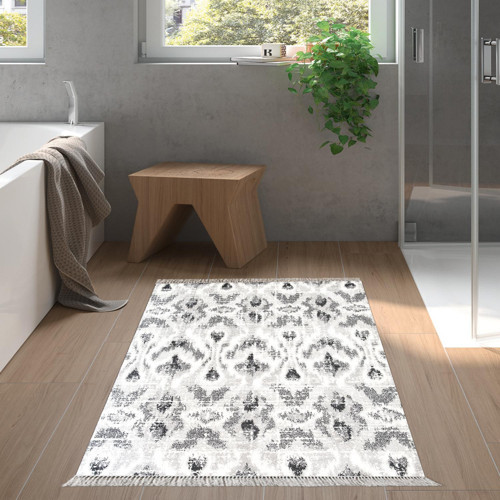 Kaymaz Taban Djt Banyo Halısı Yıldız Deri Saçaklı İskandinav F5136