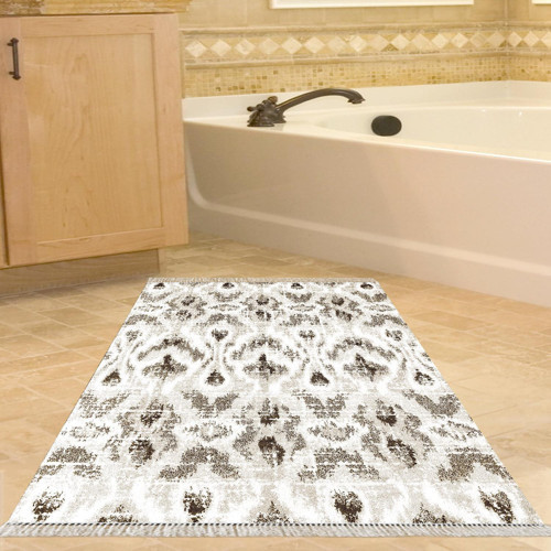 Kaymaz Taban Djt Banyo Halısı Yıldız Deri Saçaklı İskandinav F5136