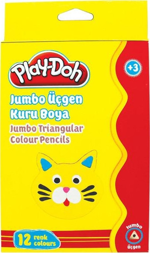 12 Renk Jumbo Üçgen Kuru Boya Play-Ku008