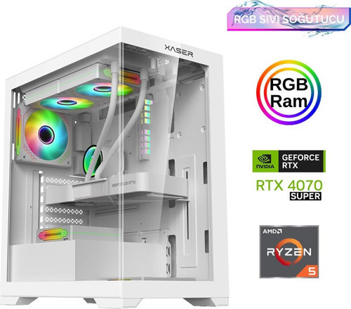 Xsr817 Ryzen 5 5600 16GB Ram 512GB M.2 NVMe SSD 12GB RTX4070 SUPER Sıvı Soğutma Oyuncu Bilgisayarı