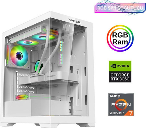 Xsr823 Ryzen 7 5700x 16GB Ram 512GB M.2 NVMe SSD 12GB RTX3060 Sıvı Soğutma Oyuncu Bilgisayarı