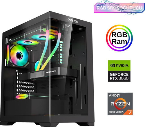 Xsr859 Ryzen 7 5700x 16GB Ram 512GB M.2 NVMe SSD 12GB RTX3060 Sıvı Soğutma Oyun Bilgisayarı