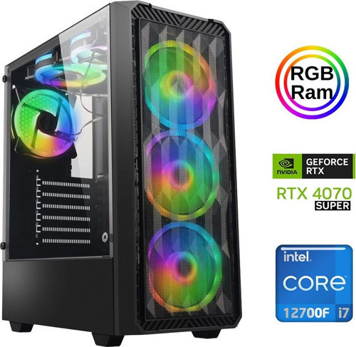 Xsr883 i7 12700F 16GB Ram 512GB M.2 NVMe SSD 12GB RTX4070 SUPER Oyuncu Masaüstü Bilgisayarı