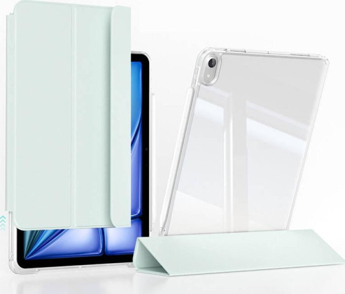 Apple iPad Air 5 10.9 inç Kılıf Magnetik Ayrılabilen Arkası Şeffaf Silikon Mıknatıslı Airbagli Sliding Tablet Kılıfı