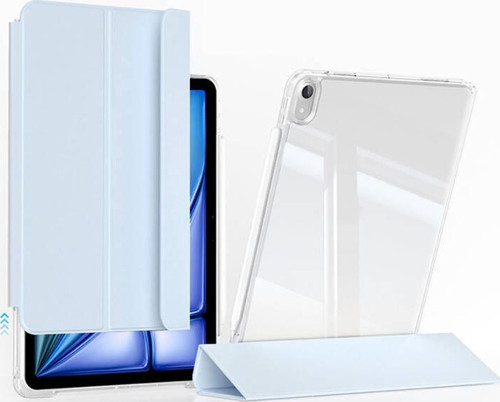 Apple iPad Air 5 10.9 inç Kılıf Magnetik Ayrılabilen Arkası Şeffaf Silikon Mıknatıslı Airbagli Sliding Tablet Kılıfı