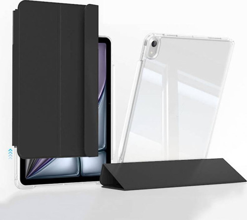 Apple iPad Air 5 10.9 inç Kılıf Magnetik Ayrılabilen Arkası Şeffaf Silikon Mıknatıslı Airbagli Sliding Tablet Kılıfı